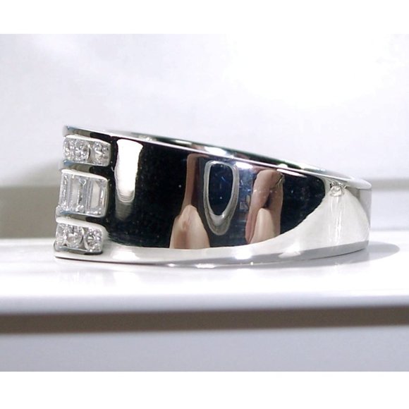 925 STERLING SILVER Men's Channel Set Cubic Zirconia Band Ring - Picture 9 of 16